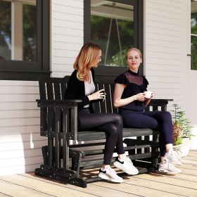 2-Person Patio Swing Glider Bench with Quick Drying Design and Wide Armrest (Option: Black-1145x170x620 mm)