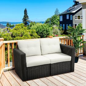 2 Piece Patio Corner Sofa Set (Option: Beige-770x630x490 mm)