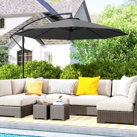 10' Cantilever Tilt Offset Patio Umbrella w/ UV & Water Safe Material & Cross Base (Option: Gray-1960x280x150 mm)